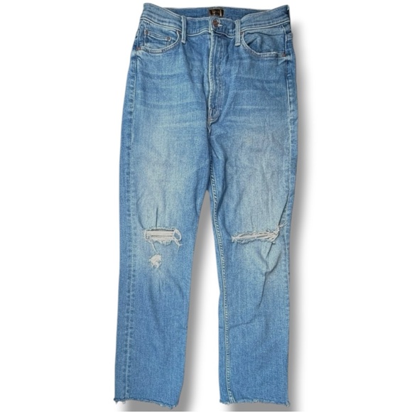MOTHER High Waist Ankle Fray Rider Jeans Party Like A Pirate Size 30 - Picture 2 of 14